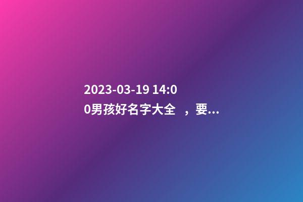 2023-03-19 14:00男孩好名字大全，要帶五行八字的哦